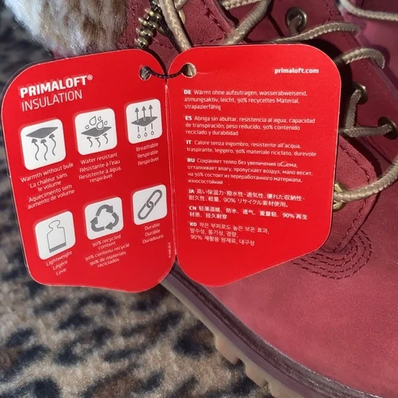 Timberland Boots Girls Size 3 Burgundy Boot Fur Timberland A1U5A Water Resistant - Picture 5 of 16